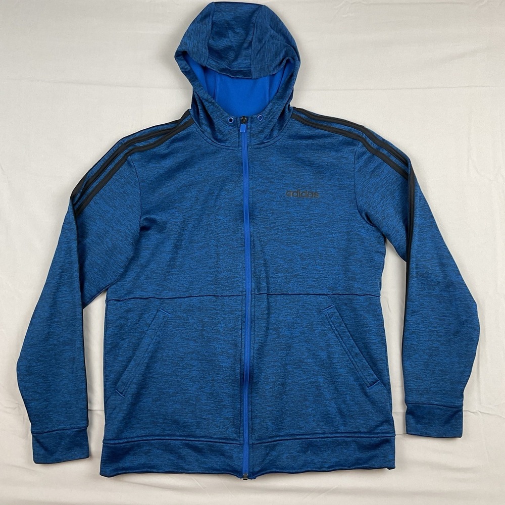 Adidas‎ Climawarm Hoodie Zip Up Blue Heather Athletic Streetwear Medium